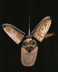 Masque de transformation Kwakiutl (bois polychrome)